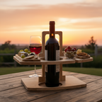 Picnic Table | Wooden Wine Holder, Folding Compartments, Natural Finish — product image 1