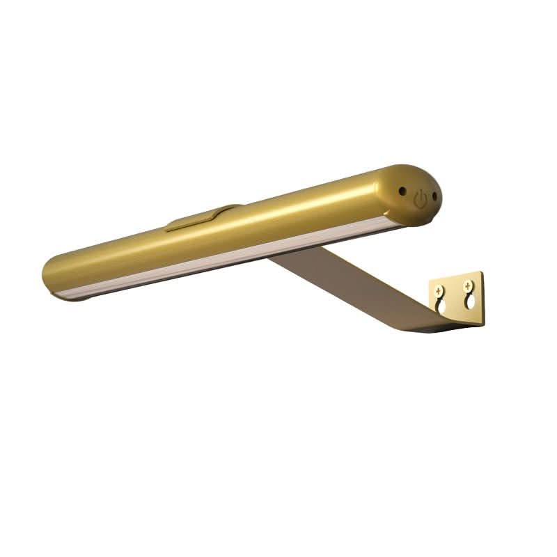 Gold rechargeable picture light shown against a white background.