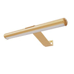 Rose gold picture light shown with its adjustable mounting arm.