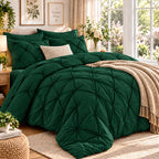 Dark green pinch pleat comforter set
