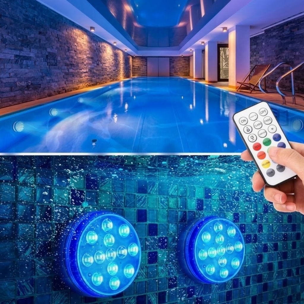 Submersible LED light with suction cup mounting.