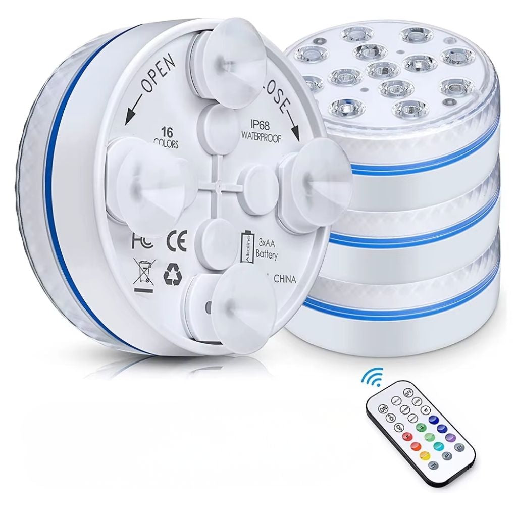 Pool LED light with 16 selectable colors.