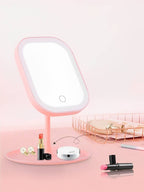 Rechargeable vanity mirror with adjustable lighting