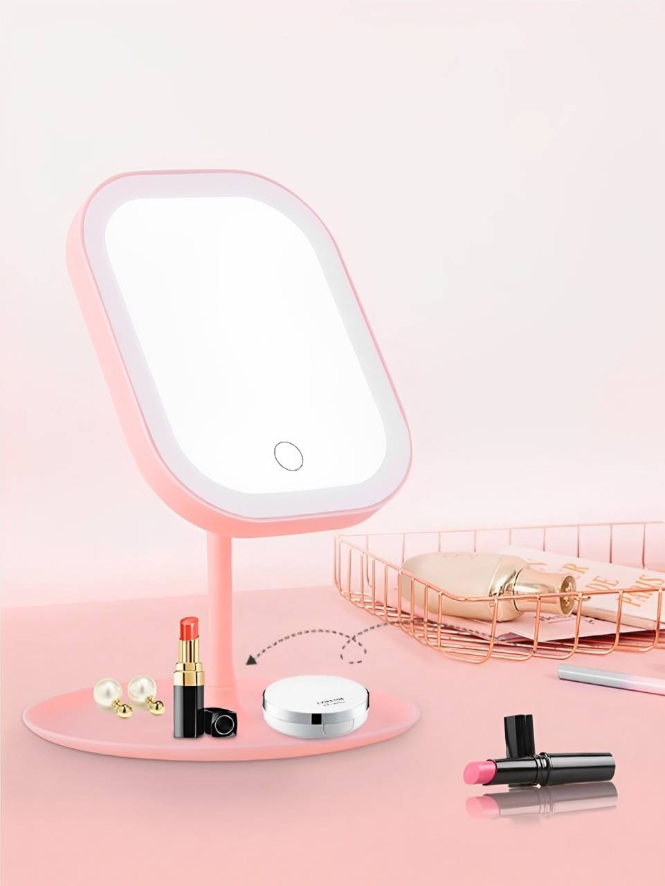Rechargeable vanity mirror with adjustable lighting
