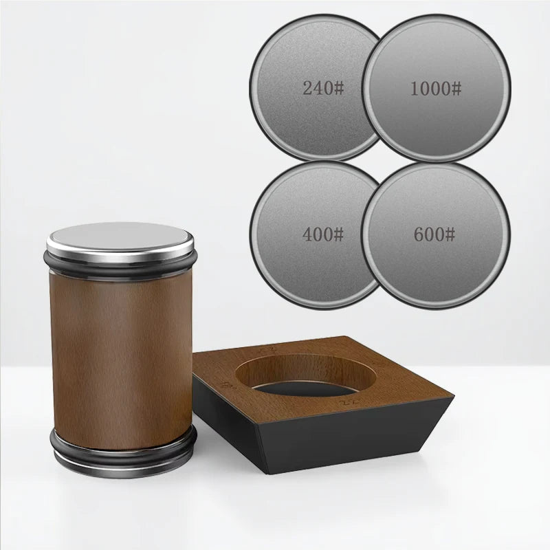 Rolling Knife Sharpener with diamond grinder and wood base — product image 2