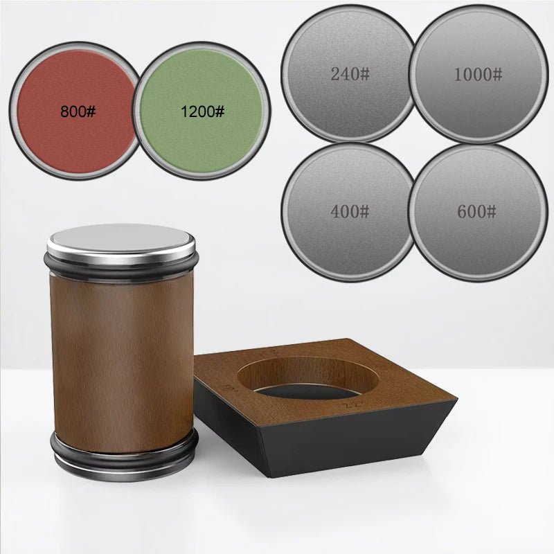Rolling Knife Sharpener with diamond grinder and wood base — product image 6