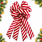 Red And White Striped Christmas Bow — red and white striped ribbon bow