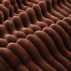 Coffee brown plush ribbed texture close-up
