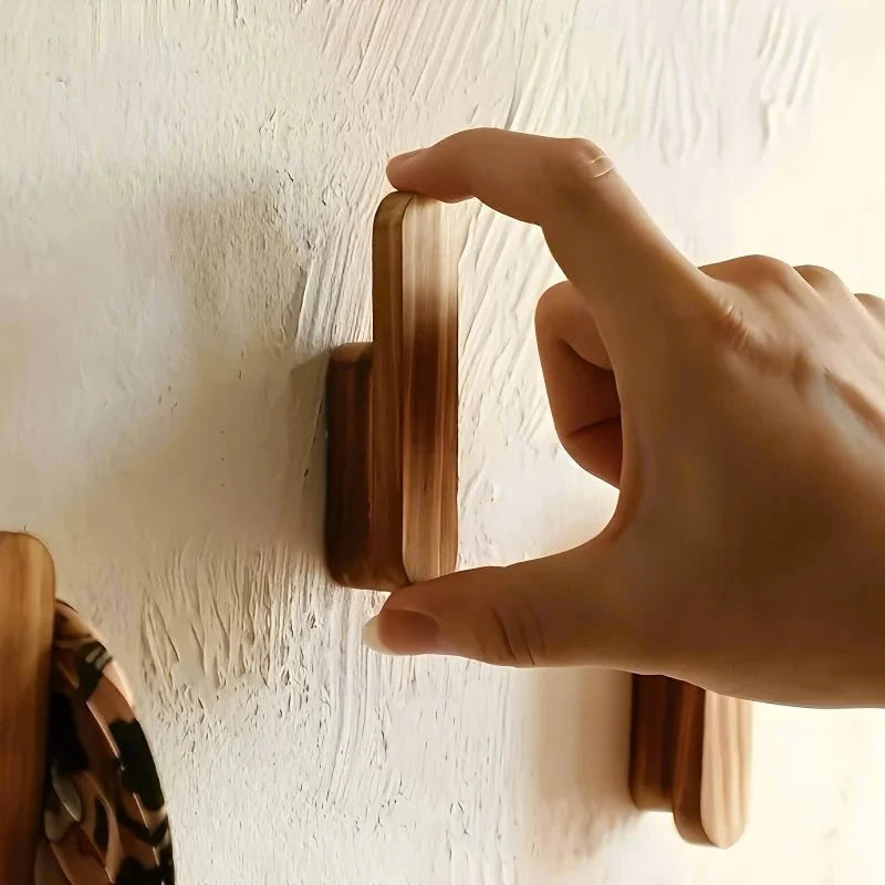 Wooden Wall Hooks | Space-Saving Set of Four - Wall Hooks product view 2