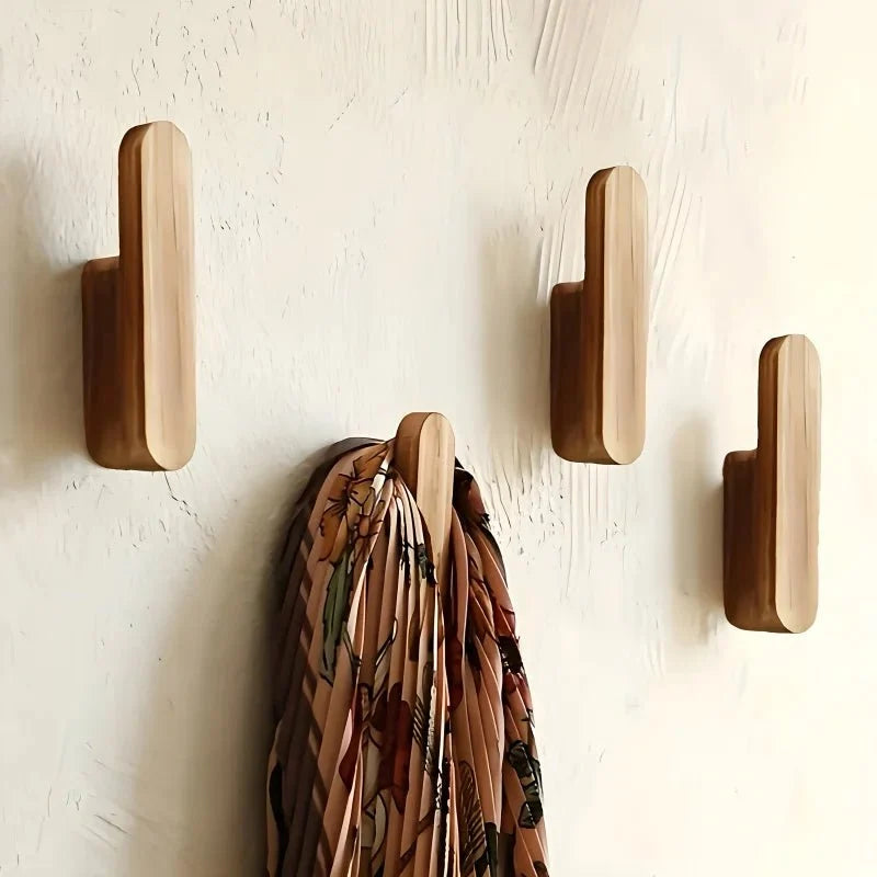 Wooden Wall Hooks | Space-Saving Set of Four - Wall Hooks product view 4