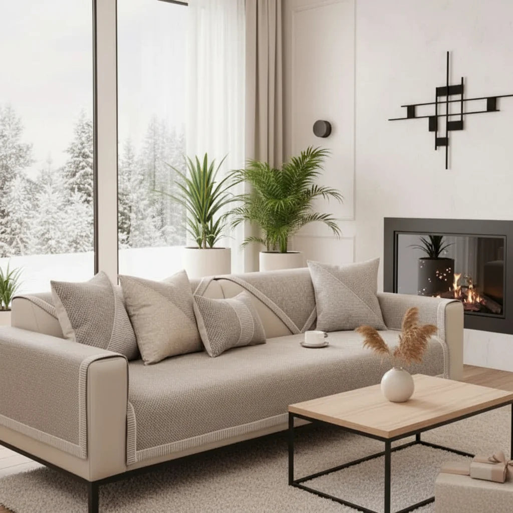 Cotton-Linen Sofa Cover with non-slip quilted protection — product image 1
