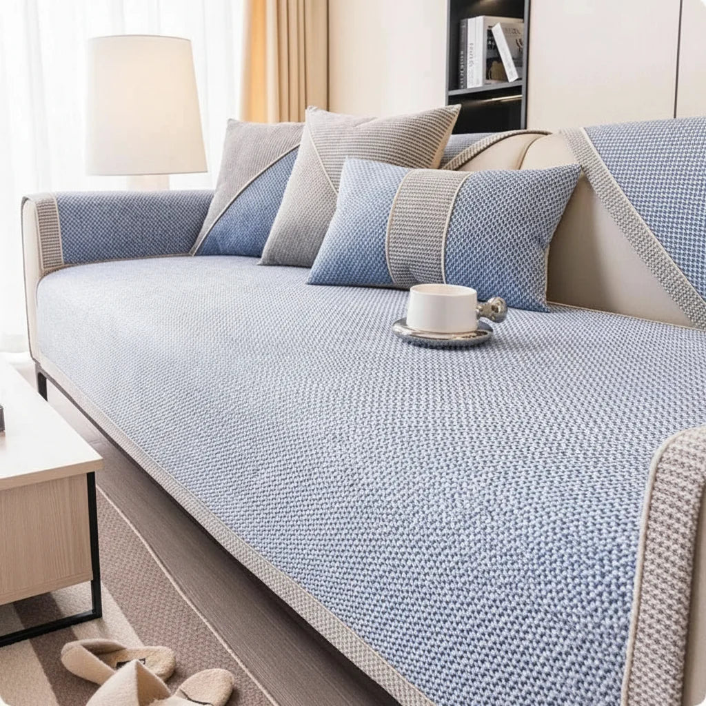 Cotton-Linen Sofa Cover with non-slip quilted protection — product image 7
