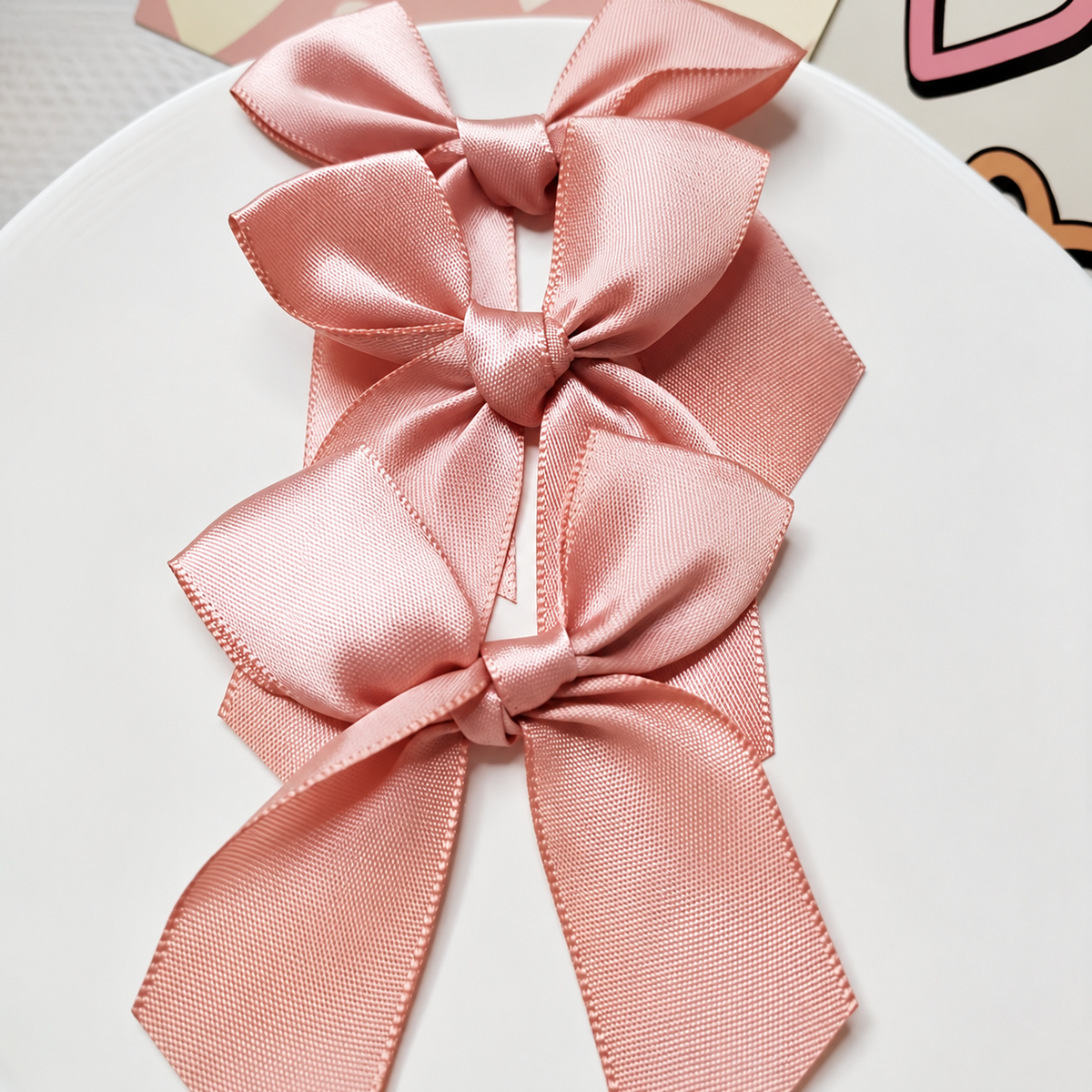 Satin Ribbon Bows — pink ribbon bow details