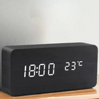 Wooden LED Alarm Clock with voice-control display — product image 6