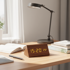 Wooden LED Alarm Clock with voice-control display — product image 4