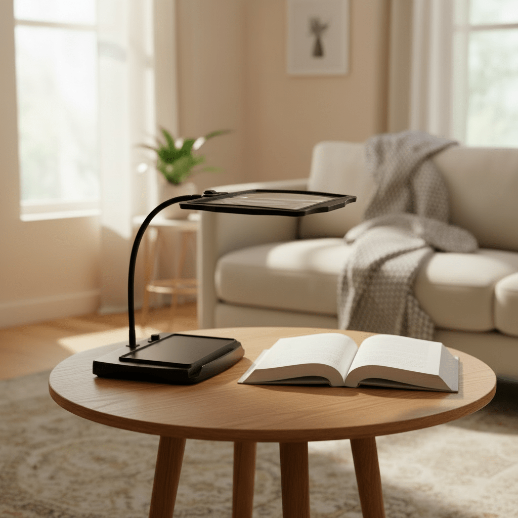 LED Desk Magnifier with rechargeable 3× work light — product image 1