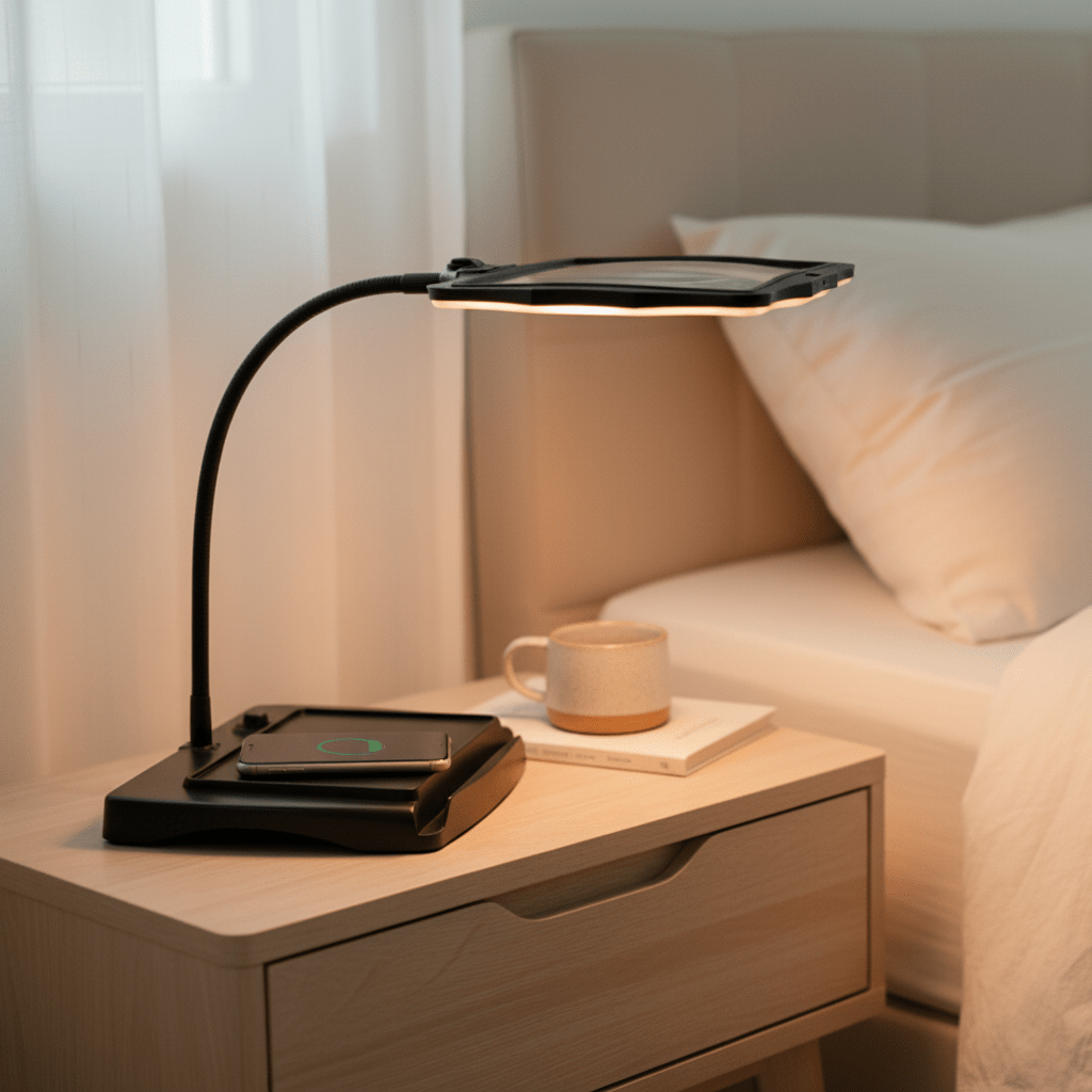 LED Desk Magnifier with rechargeable 3× work light — product image 3