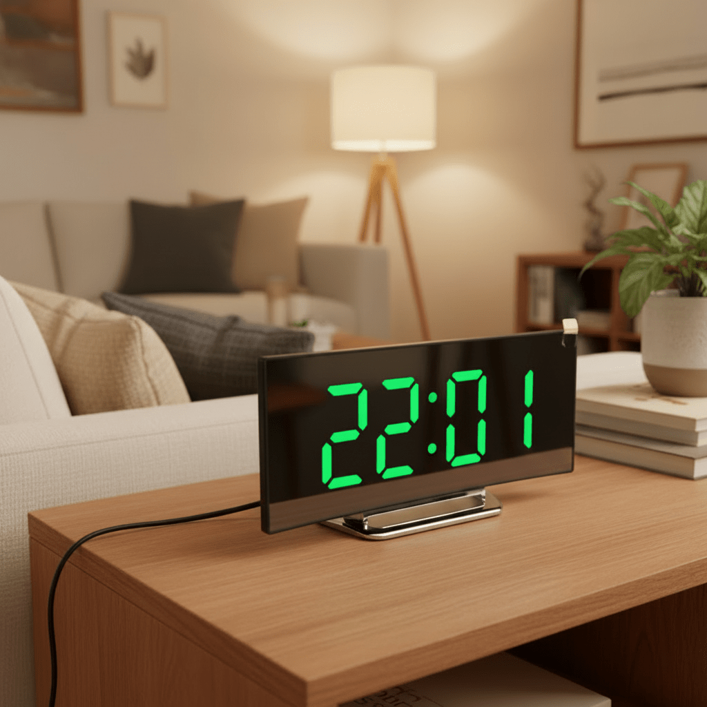 Slim LED Alarm Clock | Large Digital Display, Silent Design, Choice of Display Style 1