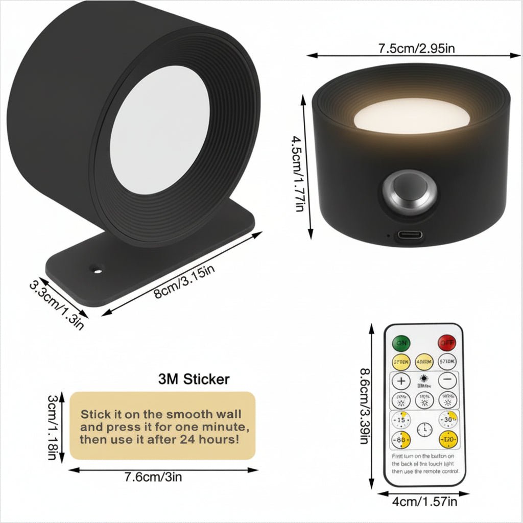 Wireless LED Wall Light with remote-control nordic fixture — product image 10