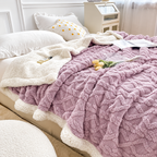 Purple jacquard sherpa throw blanket shown in the original source gallery