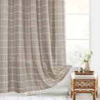 Shower Curtain | Waterproof Linen, Tassel Trim, Checked or Striped Patterns — product image 1