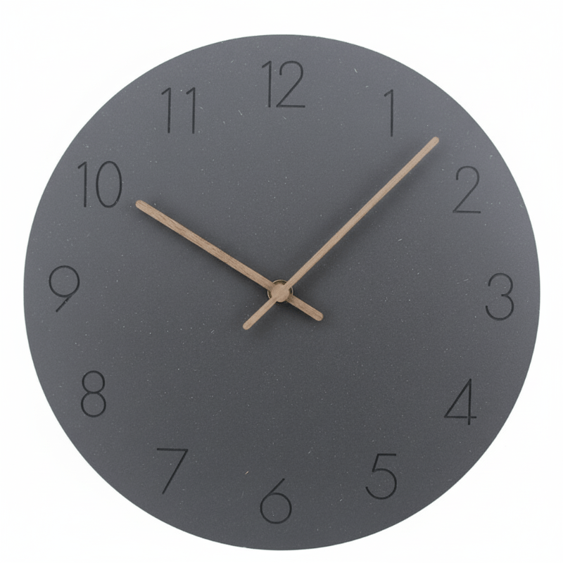 Silent 29 cm wall clock with MDF face and walnut wood hands, product detail 8.