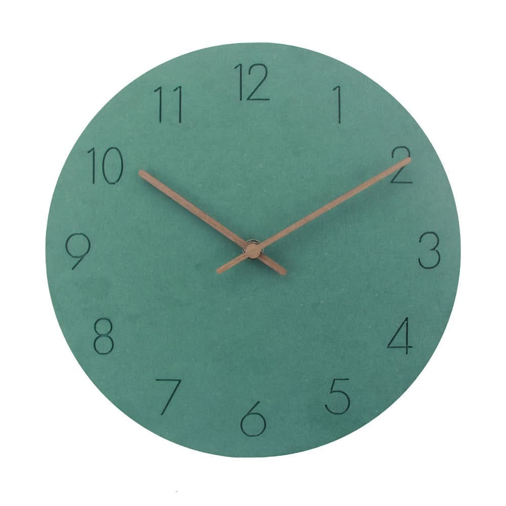 Silent 29 cm wall clock with MDF face and walnut wood hands, product detail 4.