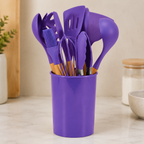 Twelve piece silicone utensil set with bamboo handles, gallery image 7.
