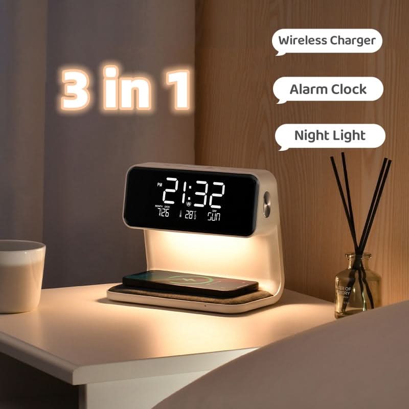3-in-1 Alarm Clock Lamp | Wireless Charging Nightstand Light - Alarm Clock product view 8