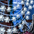 White snowflake string lights in a decorative display