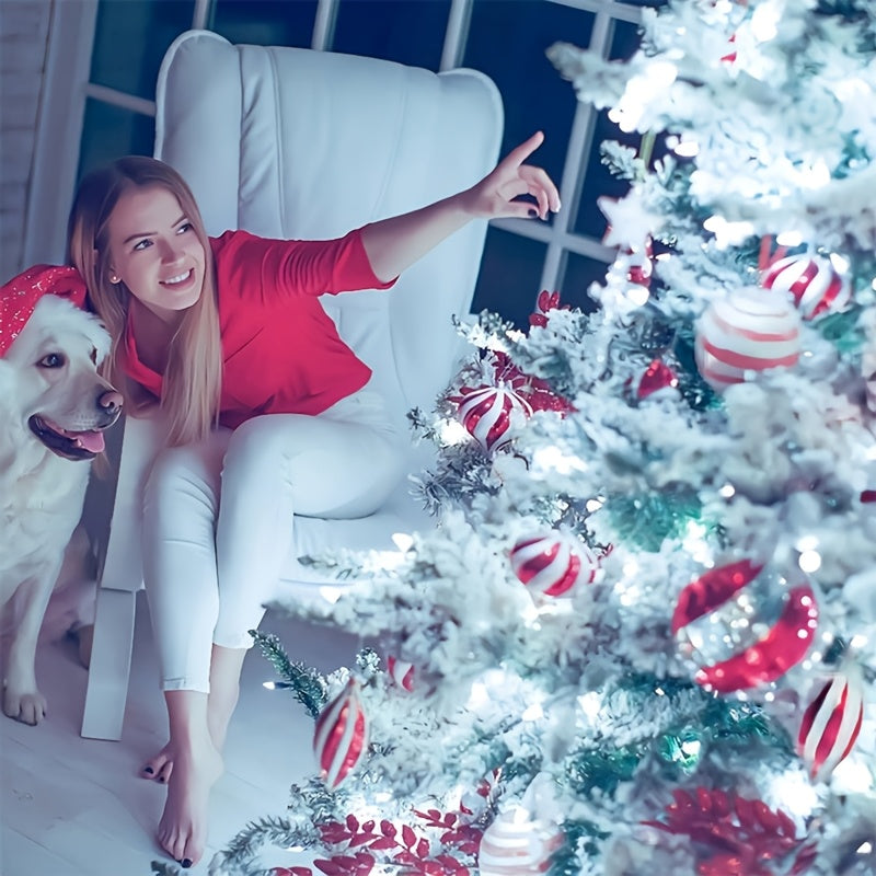 White snowflake string lights in a decorative display
