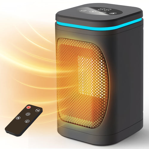 Chauffage d’appoint | Modèle en céramique de 1000W avec écran numérique, télécommande, thermostat, noir
