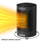 Black space heater with rotary control and oscillation illustration