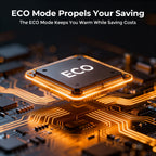 Space heater ECO mode illustration showing a labeled electronic chip