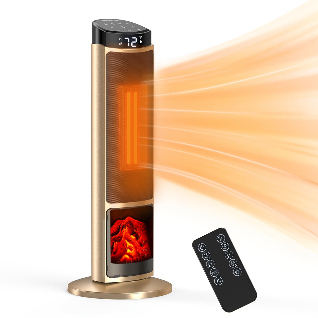 Space heater round gold style with flame effect and remote