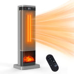 Space heater square silver style with flame effect and remote