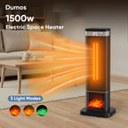 Space heater square style showing three flame light colors