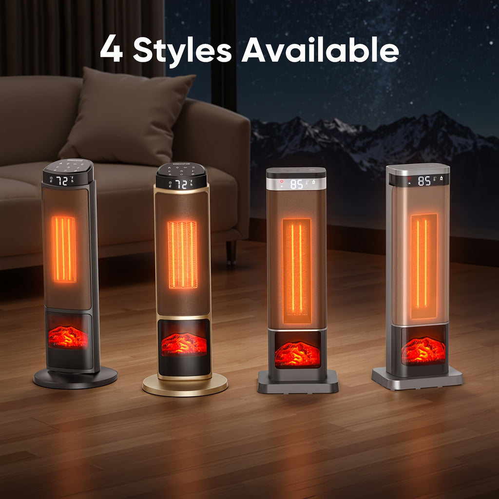 Space heater four style comparison showing round and square bases