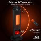 Black round base space heater thermostat range illustration