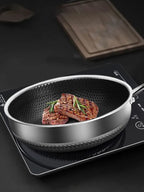 Stainless steel 316 frying pan with a double-sided honeycomb surface, product detail 2.