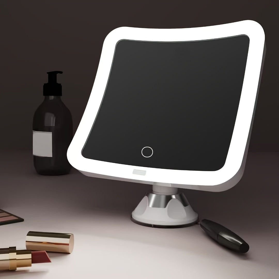 White 10X suction cup makeup mirror with LED light