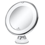 White suction cup makeup mirror with LED light
