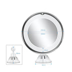 Adjustable LED makeup mirror attached to a smooth surface