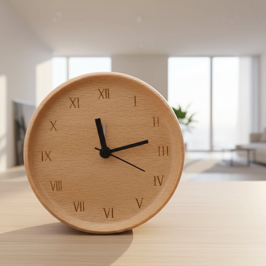 Beech Wood Alarm Clock | Silent Analog Bedside Clock - Alarm Clock product view 1