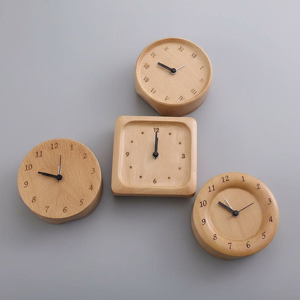 Beech Wood Alarm Clock | Silent Analog Bedside Clock - Alarm Clock product view 3