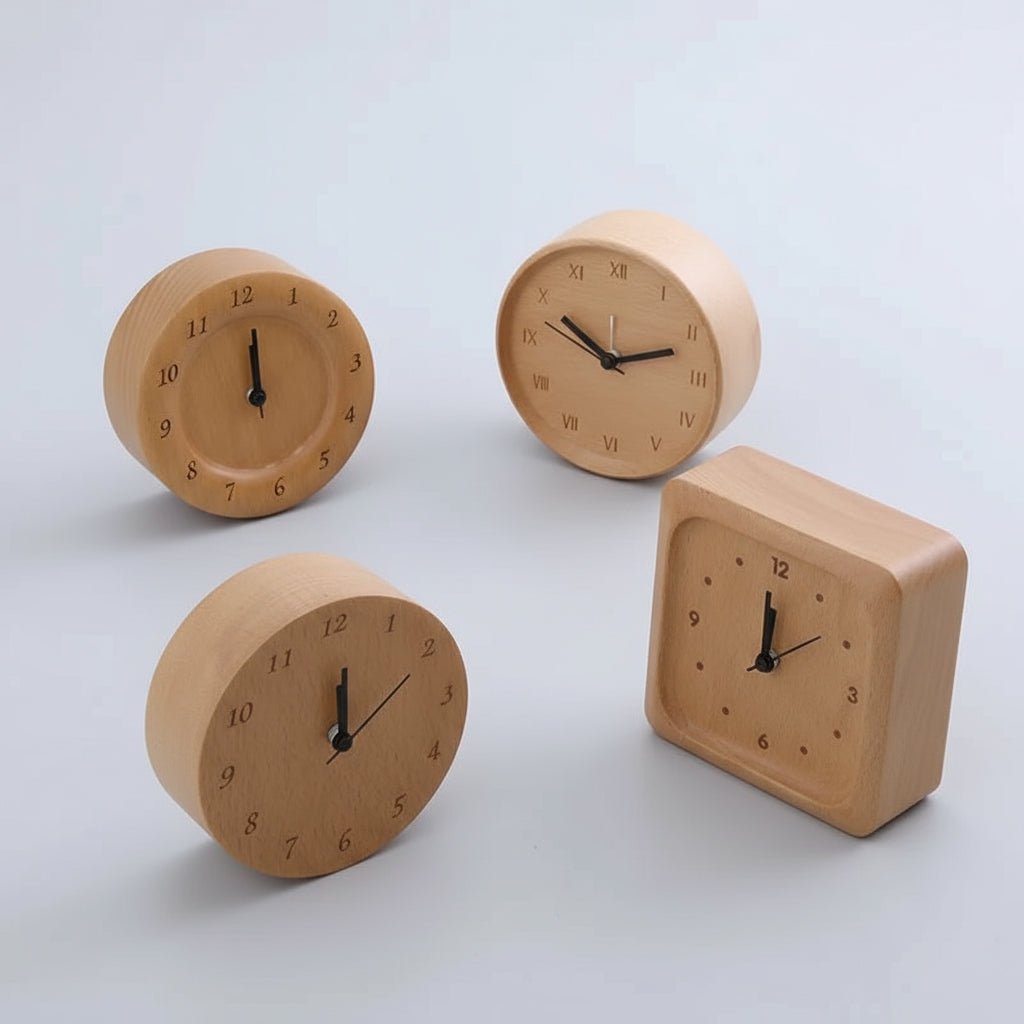Beech Wood Alarm Clock | Silent Analog Bedside Clock - Alarm Clock product view 4