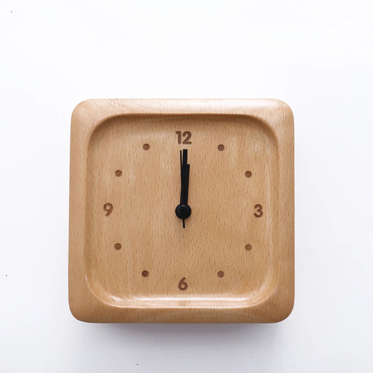Beech Wood Alarm Clock | Silent Analog Bedside Clock - Alarm Clock product view 5