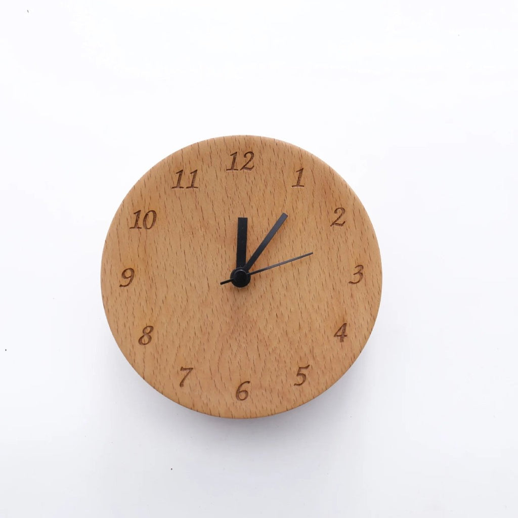 Beech Wood Alarm Clock | Silent Analog Bedside Clock - Alarm Clock product view 6