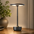 Gray rechargeable touch table lamp shown upright.