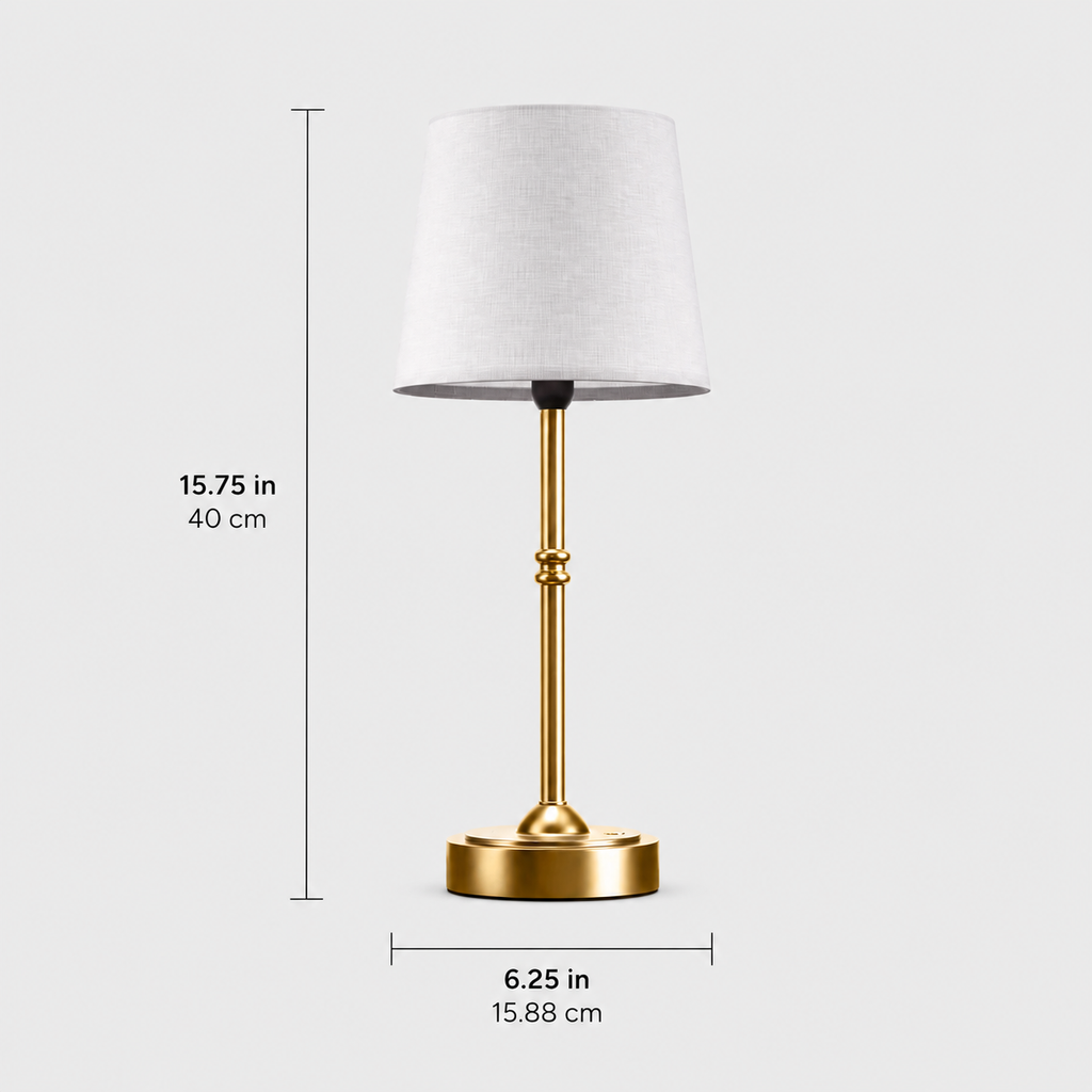 Table lamp dimensions graphic showing a 15.75 inch height and 6.25 inch width.